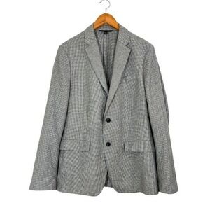Banana Republic Men's Wool Blazer Jacket 42R Gray Houndstooth Slim Fit Unlined